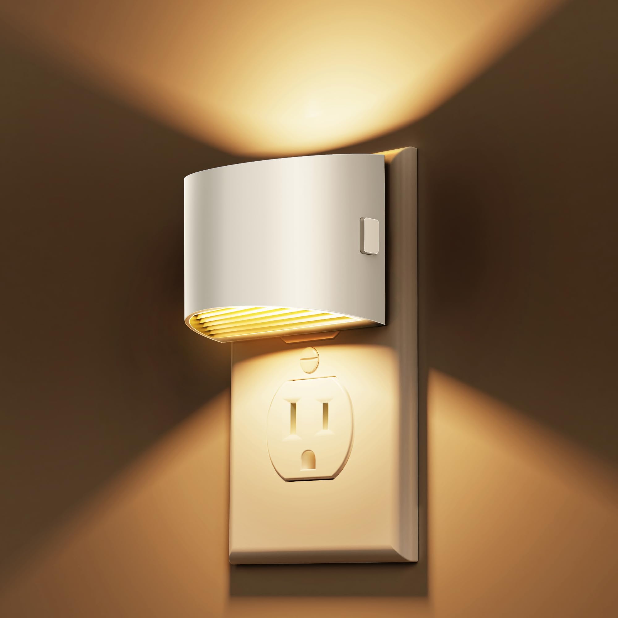 L LOHAS LED Night Lights Plug into Wall with 3CCT Adjustable (1600K/3000K/5000K), 1W Nightlight Plug in wall, Built in Dusk to Dawn Sensor, 2 Pack, White Housing