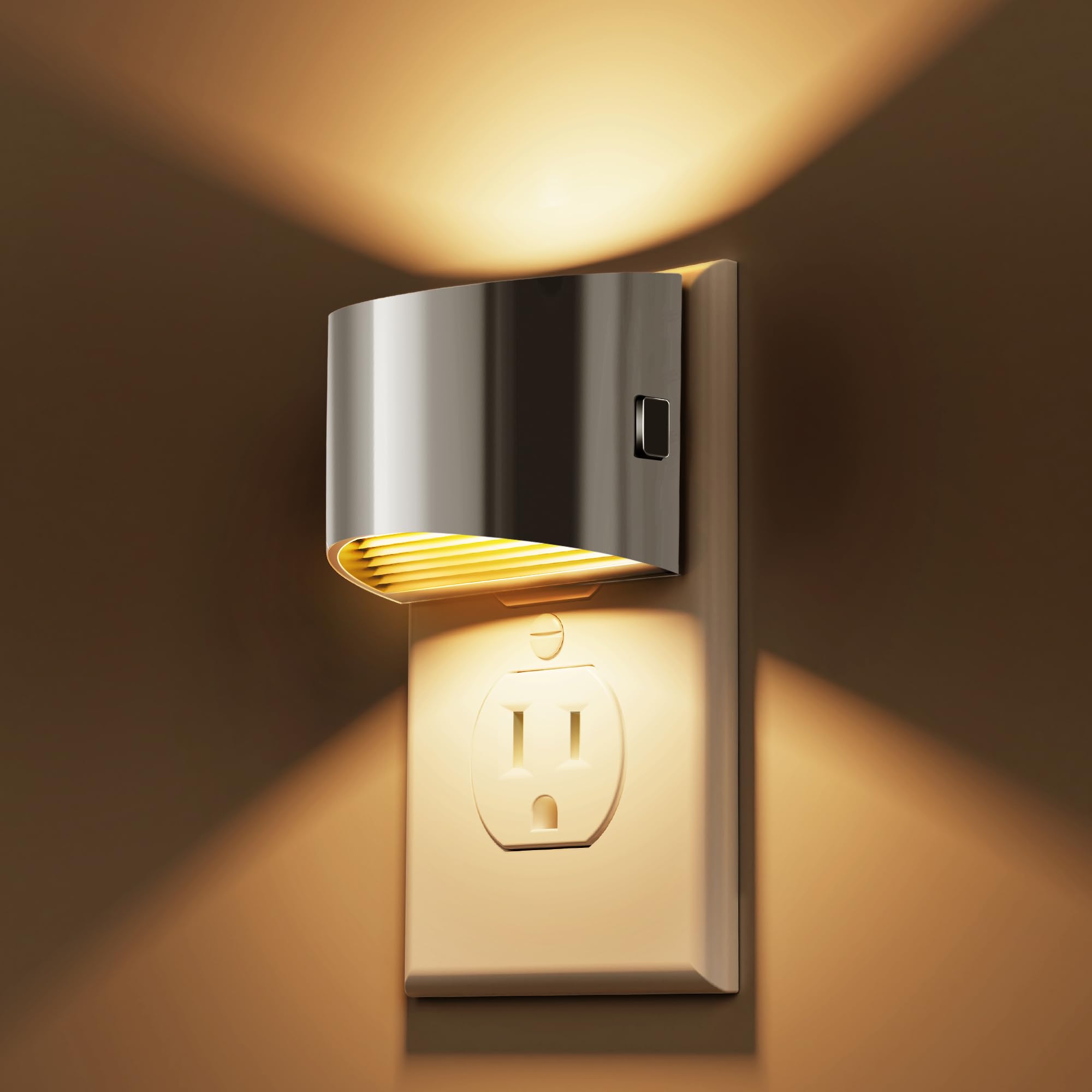 L LOHAS LED Night Lights Plug into Wall with 3CCT Adjustable (1600K/3000K/5000K), 1W Nightlight Plug in wall, Built in Dusk to Dawn Sensor, 2 Pack, White Housing