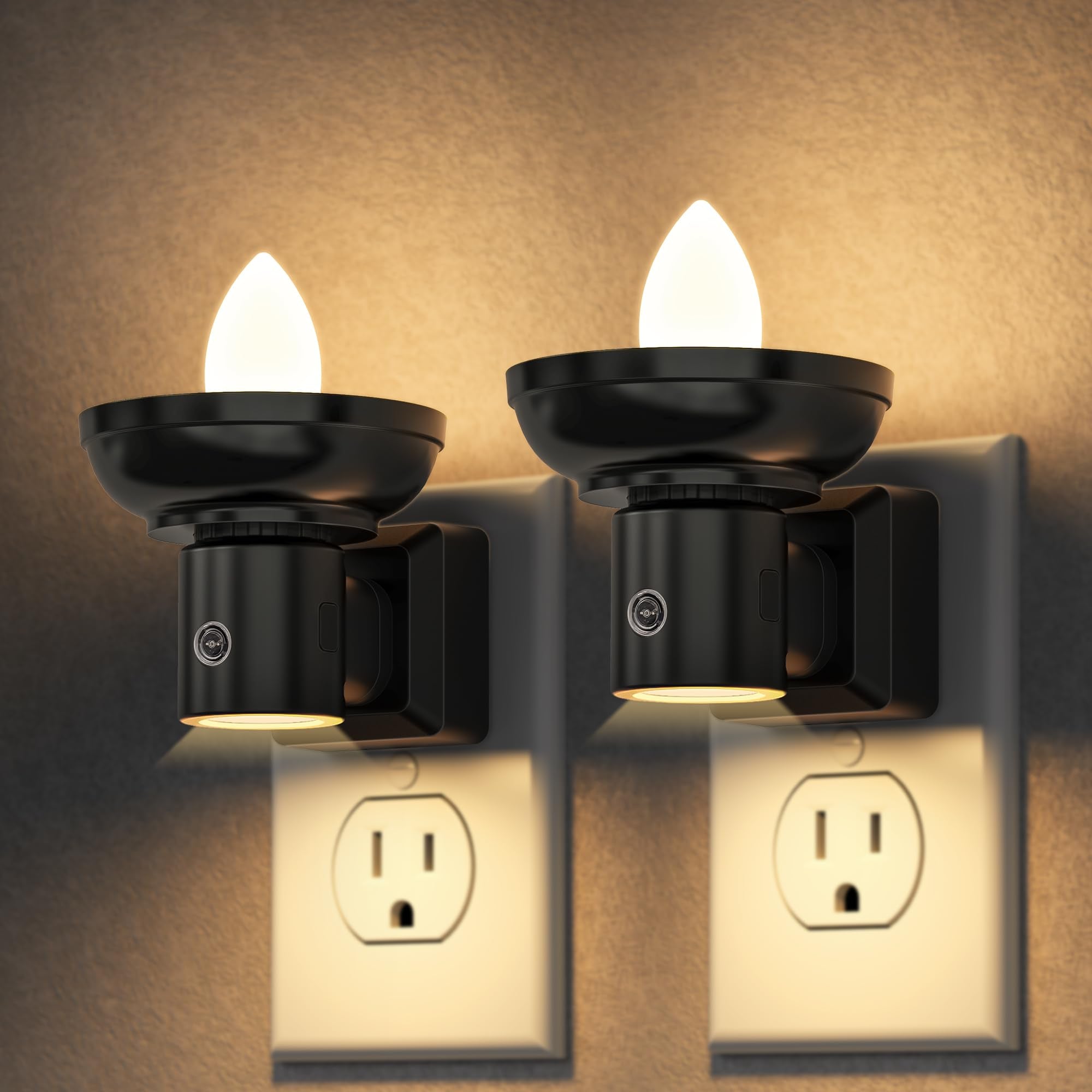 DORESshop Night Light, Night Lights Plug Into Wall [2 Pack], Plug in Night Light, Nightlight, Dusk to Dawn Sensor, Adjustable Brightness Night Lights for Bathroom, Hallway, Stairway, Soft White