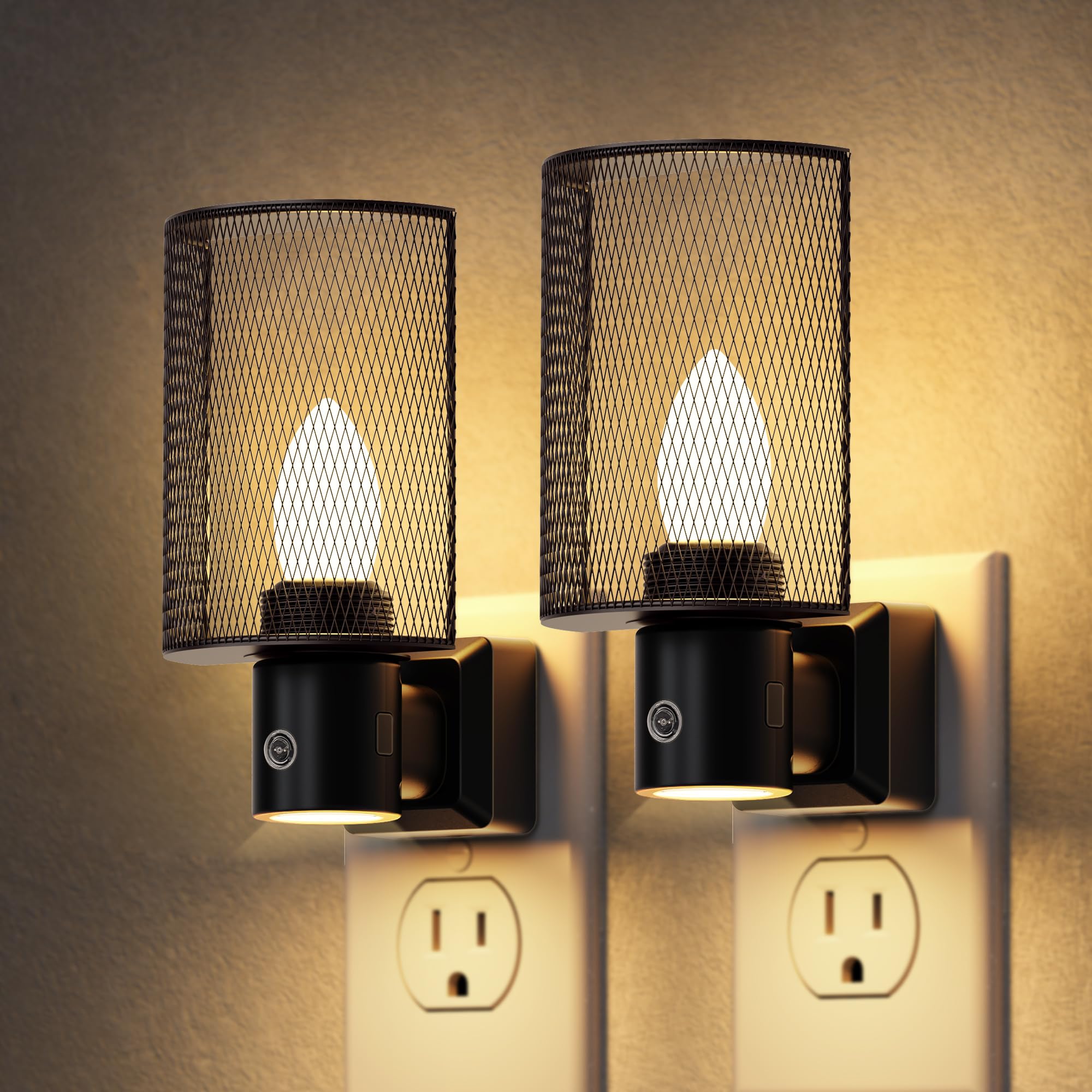 DORESshop Night Light, Night Lights Plug Into Wall [2 Pack], Plug in Night Light, Nightlight, Dusk to Dawn Sensor, Adjustable Brightness Night Lights for Bathroom, Hallway, Stairway, Soft White