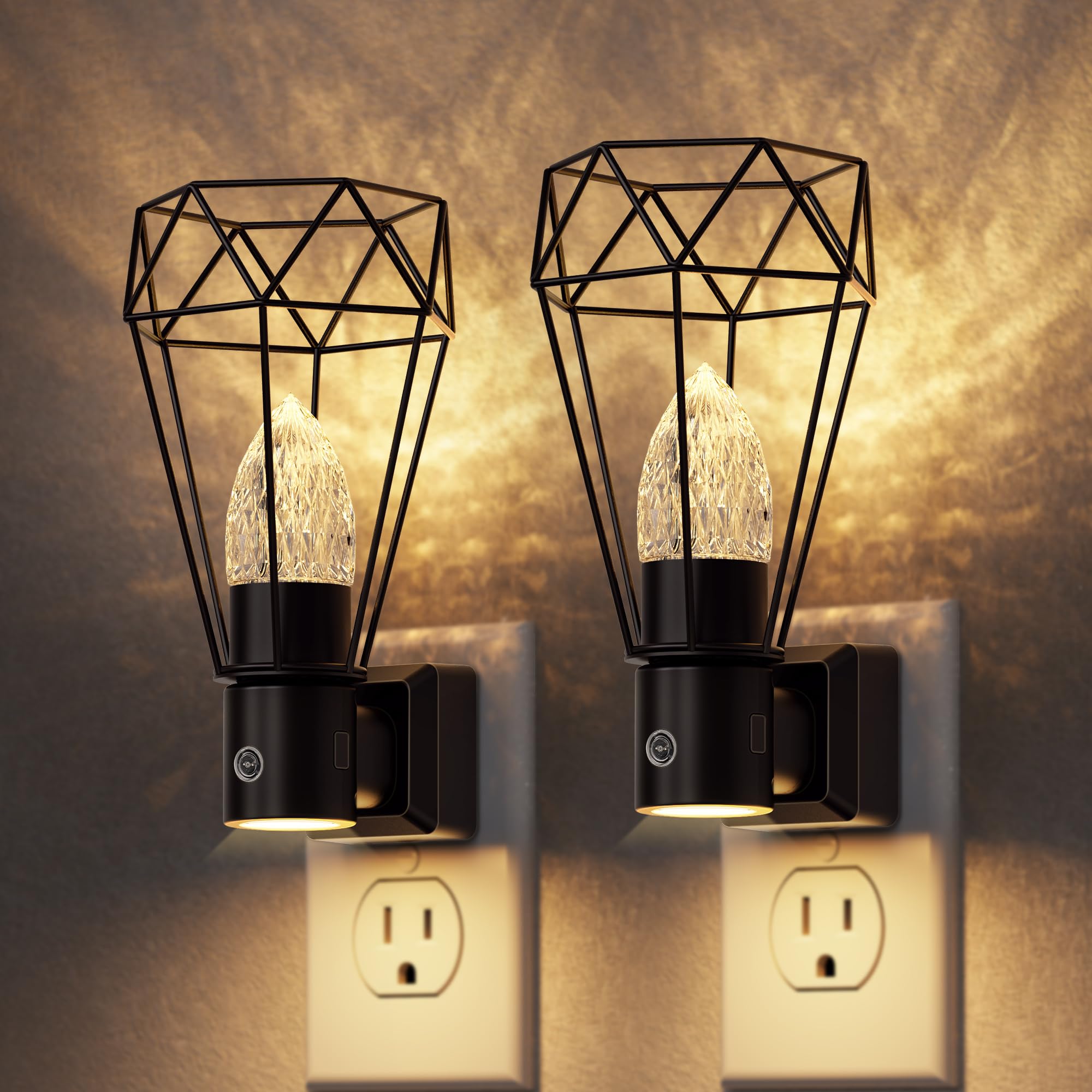 DORESshop Night Light, Night Lights Plug Into Wall [2 Pack], Plug in Night Light, Nightlight, Dusk to Dawn Sensor, Adjustable Brightness Night Lights for Bathroom, Hallway, Stairway, Soft White