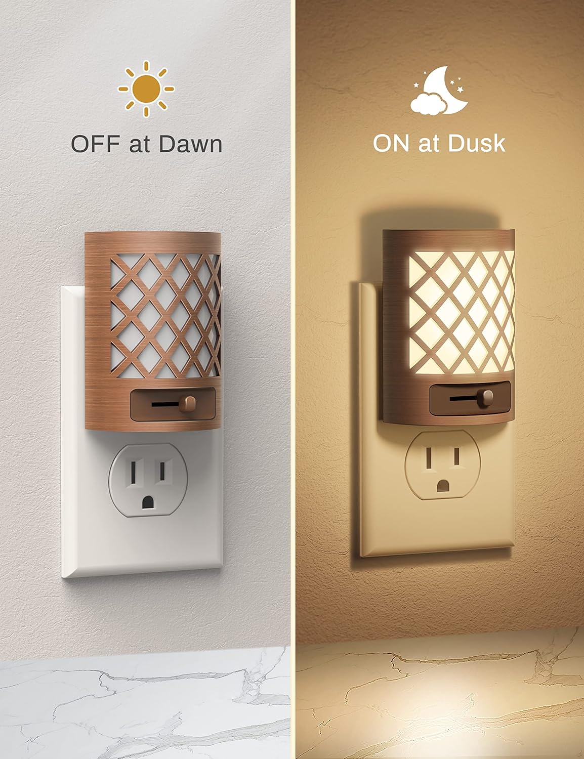 DORESshop Night Light, Night Lights Plug Into Wall [2 Pack], Plug in Night Light, Nightlight, Dusk to Dawn Sensor, Adjustable Brightness Night Lights for Bathroom, Hallway, Stairway, Soft White